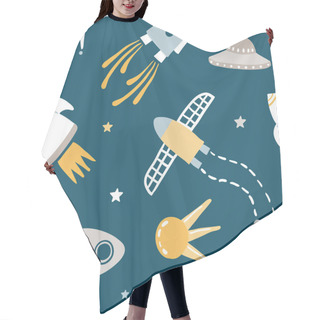 Personality  Cute Kids Space Vector Seamless Pattern Hair Cutting Cape