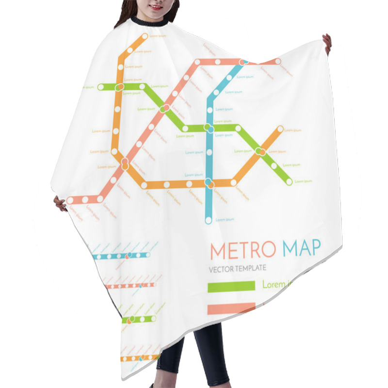 Personality  Metro Or Subway Map Design Template. City Transportation Scheme Concept. Vector Illustration Hair Cutting Cape