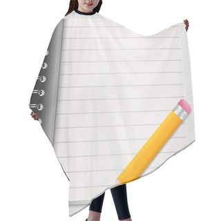 Personality  Vector Illustration Of Yellow Pencil With Coil Bound Notebook Hair Cutting Cape