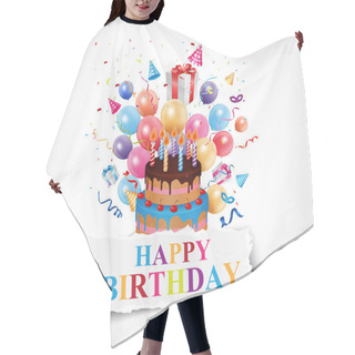 Personality  Happy Birthday Card With Cake Hair Cutting Cape