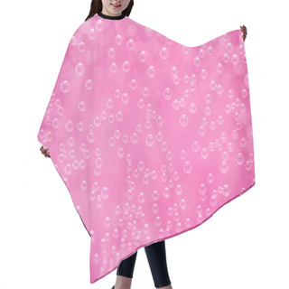 Personality  Air Bubbles In The Water Isolated On Pink Background . Hair Cutting Cape