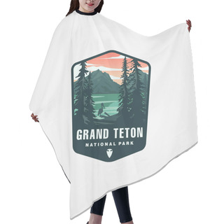 Personality  Vector Of Grand Teton National Park Logo Symbol Illustration Design, United States National Park Collection Hair Cutting Cape