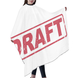 Personality  Stamp Draft With Red Text On White Hair Cutting Cape