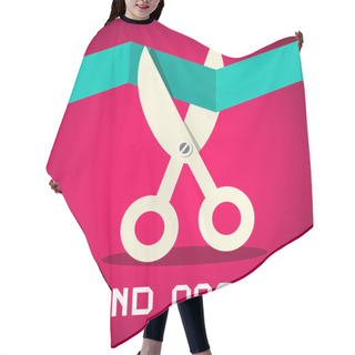 Personality  Grand Opening Vector Illustration On Retro Pink Background Hair Cutting Cape