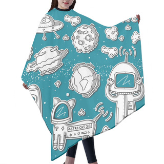 Personality  Astronaut With Cosmo Cat And Asteroids Hair Cutting Cape