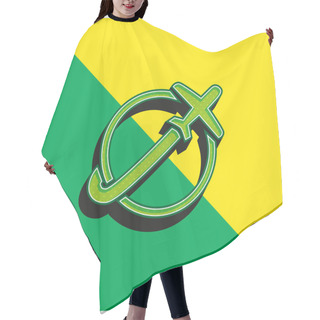 Personality  Airplane Travelling Around Earth Green And Yellow Modern 3d Vector Icon Logo Hair Cutting Cape