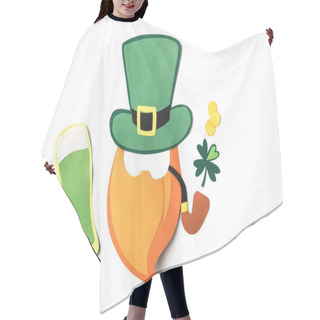 Personality  Top View Of Paper Decoration For St Patricks Day Isolated On White Hair Cutting Cape