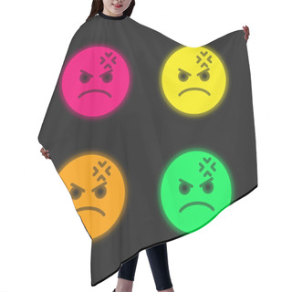 Personality  Angry Four Color Glowing Neon Vector Icon Hair Cutting Cape