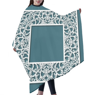 Personality  Square Frame For Photos, Pictures, Mirrors. Openwork Lace Pattern, Oriental Floral Ornament Of Leaves, Curls. Template For Plotter Laser Cutting (cnc) Of Paper, Cardboard, Plywood, Wood Carving, Metal Hair Cutting Cape