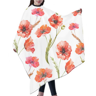 Personality  Watercolor Poppy Flowers Hair Cutting Cape