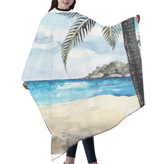 Personality  Watercolor Sea Background Hair Cutting Cape