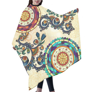 Personality  Vector Floral Seamless Paisley Ethnic Background. Hair Cutting Cape