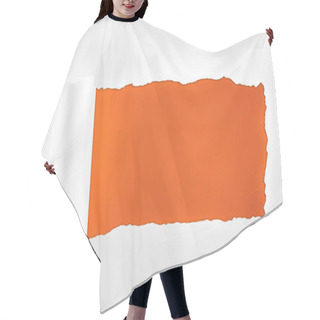 Personality  Tattered Textured White Paper With Rolled Edge On Deep Orange Background  Hair Cutting Cape