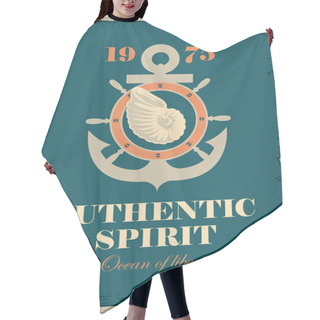 Personality  Banner With An Anchor, Helm And Shell Hair Cutting Cape