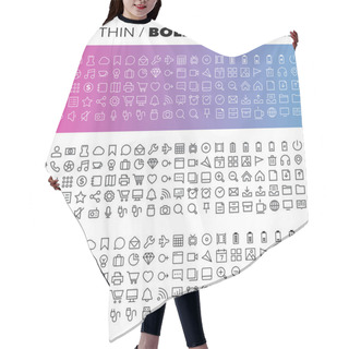 Personality  Thin Line Icons Set Hair Cutting Cape