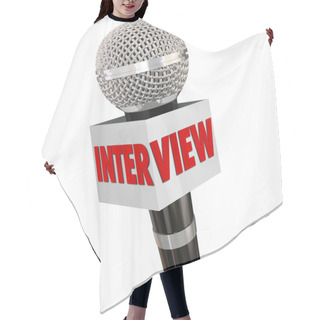 Personality  Interview Word On A Reporter's Microphone Hair Cutting Cape