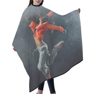 Personality  Young Dancer Jumping And Performing Hair Cutting Cape