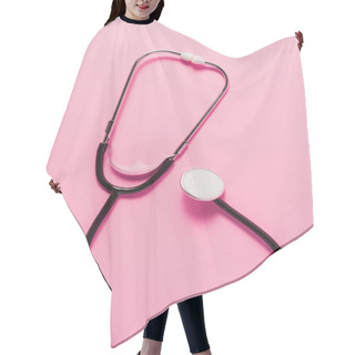 Personality  Top View Of Stethoscope Lying On Pink Surface Hair Cutting Cape