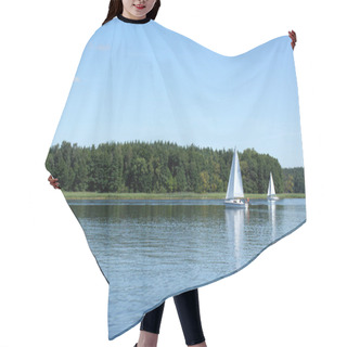 Personality  Sailboat Boat Floats On The Lake And Blue Sky Sail Hair Cutting Cape
