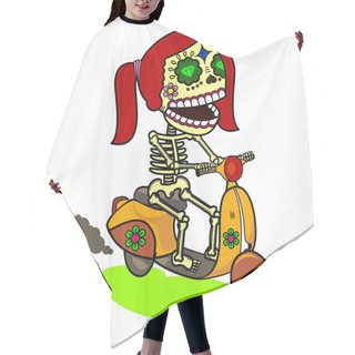 Personality  Vector Illustration Of Skeletons Hair Cutting Cape