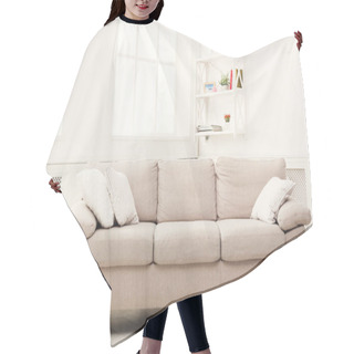 Personality  Beige Couch On White Window Background Hair Cutting Cape