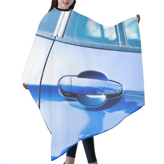 Personality  Close-up View Of Handle In Blue Car Door  Hair Cutting Cape