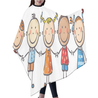 Personality  Little Kids Holding Hands Hair Cutting Cape