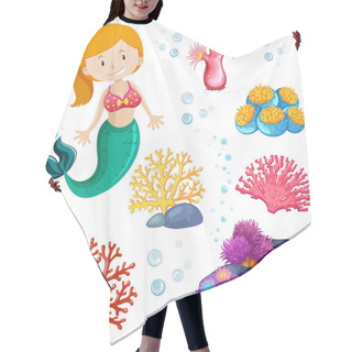 Personality  Set Of Cute Mermaid And Sea Theme Illustration Hair Cutting Cape