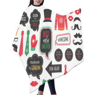 Personality  Ugly Christmas Sweater Party  Photo Booth Props Hair Cutting Cape