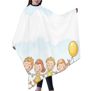 Personality  Happy Kids Running Outdoors Hair Cutting Cape