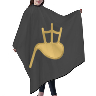 Personality  Bag Pipe Gold Plated Metalic Icon Or Logo Vector Hair Cutting Cape