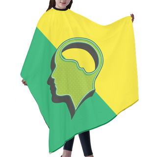 Personality  Brain Inside Human Head Green And Yellow Modern 3d Vector Icon Logo Hair Cutting Cape