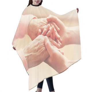 Personality  Helping Hands, Care For The Elderly Concept Hair Cutting Cape