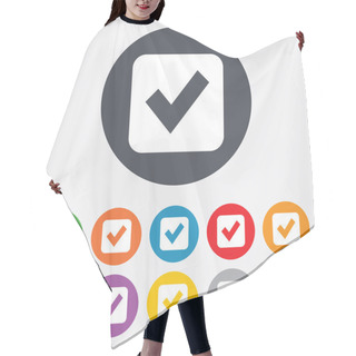 Personality  Check Mark Sign Icon. Checkbox Button. Hair Cutting Cape