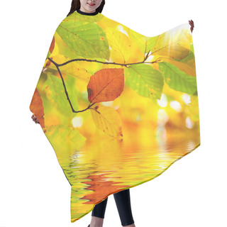 Personality  Autumn Branch Leaves Reflected In Water Hair Cutting Cape