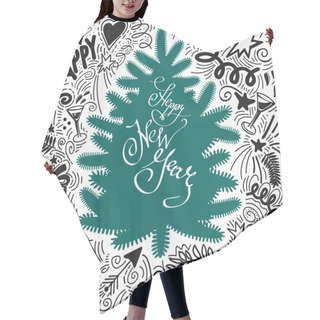 Personality  Christmas Doodle Collection. Happy New Year.greeting Card. Hair Cutting Cape
