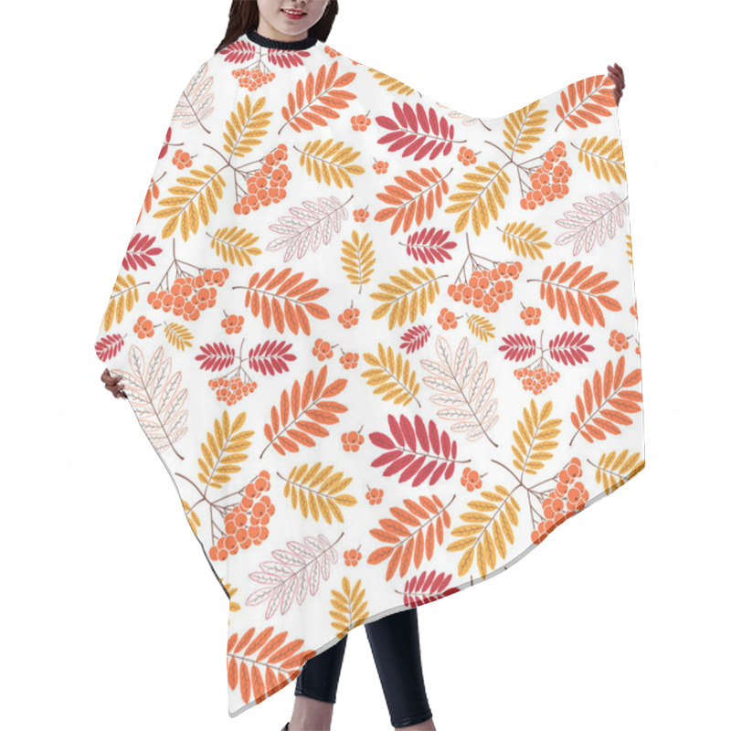 Personality  Seamless autumn pattern with yellow, red and orange leaves and berries hair cutting cape