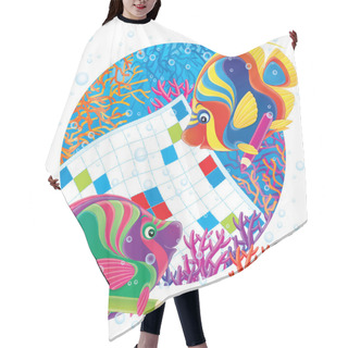 Personality  Two Colorful Angelfish Working On A Word Puzzle Hair Cutting Cape