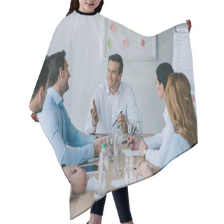 Personality  Business Colleagues Having Discussion At Workplace In Office Hair Cutting Cape