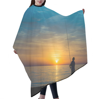 Personality  Fisherman On The Beach At Sunset Hair Cutting Cape