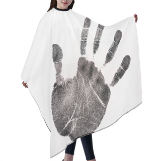 Personality  Top View Of Black Print Of Hand Isolated On White, Human Rights Concept  Hair Cutting Cape