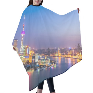 Personality  Aerial View Of Huangpu River In Nightfall Hair Cutting Cape
