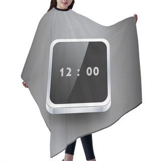 Personality  Vector Illustration Of A Square Clock. Hair Cutting Cape