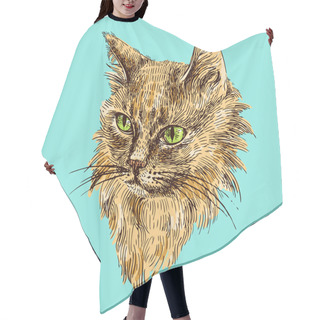 Personality  Sketch Of Cat Hair Cutting Cape