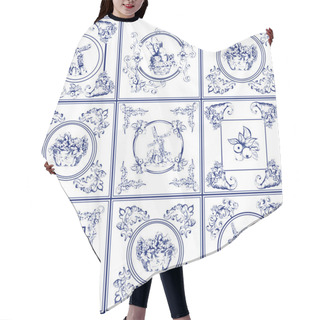 Personality  Famous Delft Blue Tiles Icons Collection Hair Cutting Cape