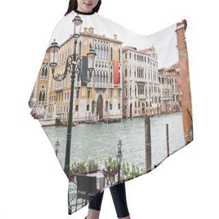 Personality  Outdoor Cafe With View At Canal And Ancient Buildings In Venice, Italy  Hair Cutting Cape