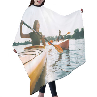 Personality  Beautiful Couple Kayaking On River Together Hair Cutting Cape