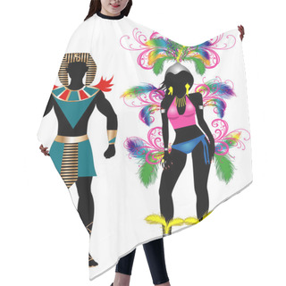 Personality  Carnival Silhouette Colorful Couple Hair Cutting Cape