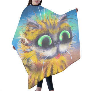 Personality  The Portrait Of Yellow Stripy Cat Hair Cutting Cape