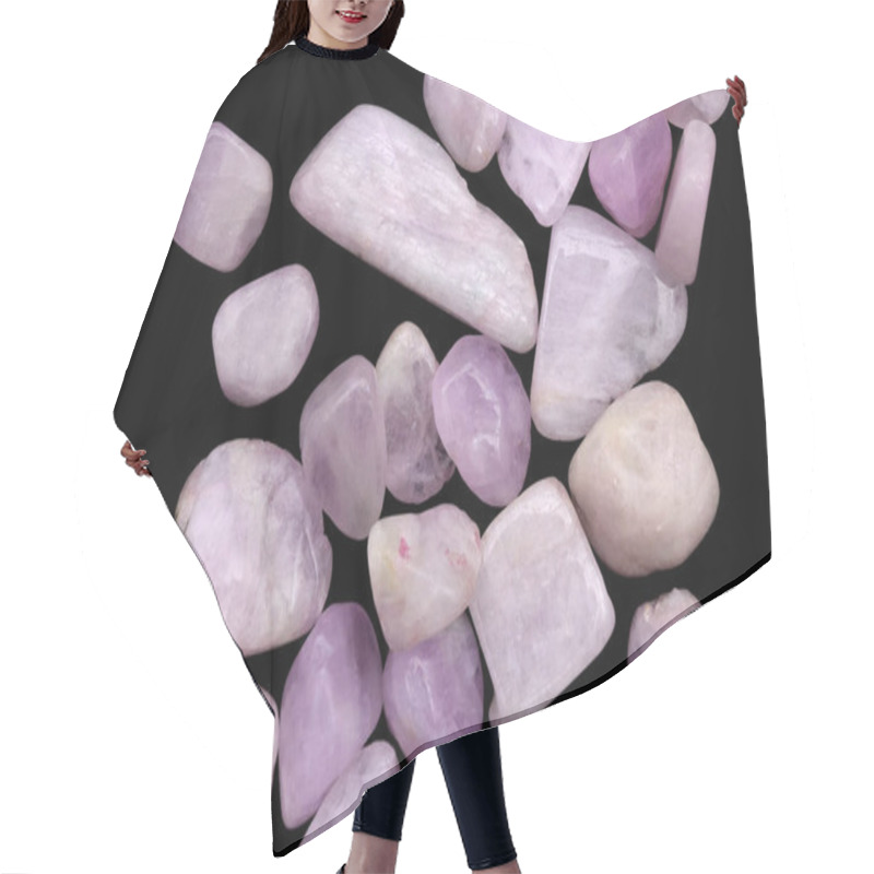 Personality  Morganite Heap Up Jewel Stones Texture On Black Background. Horizontal Orientation. Hair Cutting Cape